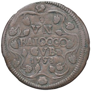 reverse: Rame Pontificio da Benedetto XIV (Gubbio e Ravenna), parte IV - GUBBIO - Benedetto XIV (1740-1758) - Baiocco 1753 A. XIII Munt. 466  CU R/Giglio. BB