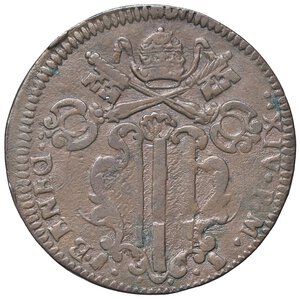 obverse: Rame Pontificio da Benedetto XIV (Gubbio e Ravenna), parte IV - GUBBIO - Benedetto XIV (1740-1758) - Baiocco 1755 Munt. 472a var. II  CU. BB