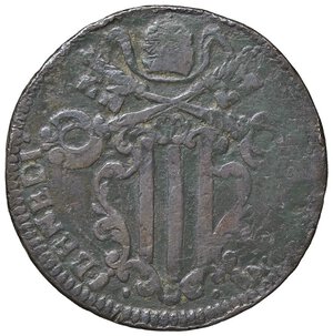 obverse: Rame Pontificio da Benedetto XIV (Gubbio e Ravenna), parte IV - GUBBIO - Benedetto XIV (1740-1758) - Baiocco 1755 Munt. 472a var. VII  CU. MB