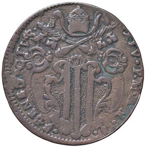 obverse: Rame Pontificio da Benedetto XIV (Gubbio e Ravenna), parte IV - GUBBIO - Benedetto XIV (1740-1758) - Baiocco 1756 Munt. 479 var. II  CU. meglio di MB