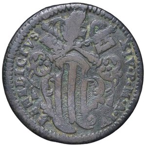 obverse: Rame Pontificio da Benedetto XIV (Gubbio e Ravenna), parte IV - GUBBIO - Benedetto XIV (1740-1758) - Mezzo baiocco 1743 A. IV Munt. 483  CU. qBB