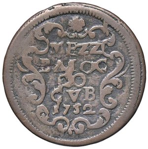 reverse: Rame Pontificio da Benedetto XIV (Gubbio e Ravenna), parte IV - GUBBIO - Benedetto XIV (1740-1758) - Mezzo baiocco 1752 Munt. 497  CU. BB