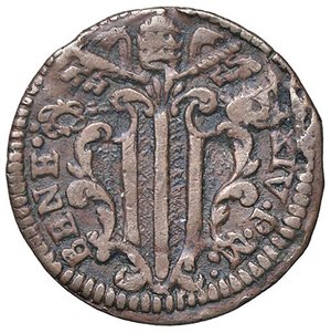 obverse: Rame Pontificio da Benedetto XIV (Gubbio e Ravenna), parte IV - GUBBIO - Benedetto XIV (1740-1758) - Quattrino Munt. 509 (tipo)  CU Variante nella leggenda. BB