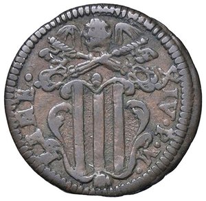 obverse: Rame Pontificio da Benedetto XIV (Gubbio e Ravenna), parte IV - GUBBIO - Benedetto XIV (1740-1758) - Quattrino Munt. 515  CU. BB