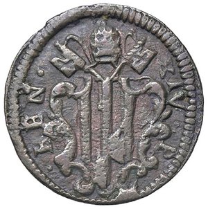 obverse: Rame Pontificio da Benedetto XIV (Gubbio e Ravenna), parte IV - GUBBIO - Benedetto XIV (1740-1758) - Quattrino Munt. 523  CU. BB