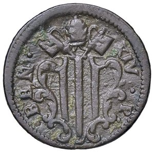 obverse: Rame Pontificio da Benedetto XIV (Gubbio e Ravenna), parte IV - GUBBIO - Benedetto XIV (1740-1758) - Quattrino Munt. 562  CU. qBB