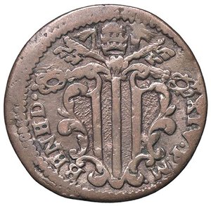 obverse: Rame Pontificio da Benedetto XIV (Gubbio e Ravenna), parte IV - GUBBIO - Benedetto XIV (1740-1758) - Quattrino Munt. 513  CU. meglio di MB