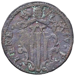 obverse: Rame Pontificio da Benedetto XIV (Gubbio e Ravenna), parte IV - GUBBIO - Benedetto XIV (1740-1758) - Quattrino Munt. 539  CU. meglio di MB