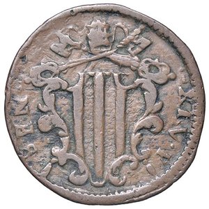 obverse: Rame Pontificio da Benedetto XIV (Gubbio e Ravenna), parte IV - GUBBIO - Benedetto XIV (1740-1758) - Quattrino Munt. 558 (tipo)  CU. meglio di MB