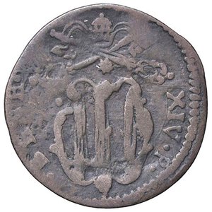 obverse: Rame Pontificio da Benedetto XIV (Gubbio e Ravenna), parte IV - GUBBIO - Benedetto XIV (1740-1758) - Quattrino Munt. 534  CU. MB