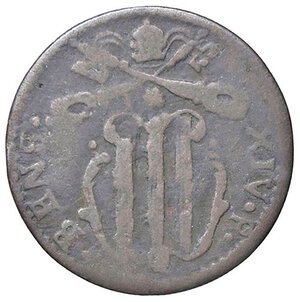 obverse: Rame Pontificio da Benedetto XIV (Gubbio e Ravenna), parte IV - GUBBIO - Benedetto XIV (1740-1758) - Quattrino Munt. 561 (tipo)  CU. MB