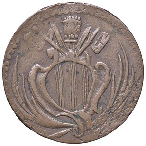 obverse: Rame Pontificio da Benedetto XIV (Gubbio e Ravenna), parte IV - RAVENNA - Benedetto XIV (1740-1758) - Mezzo baiocco Munt. 617; DV 252 R CU Asse ruotato di 280°. BB