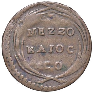 reverse: Rame Pontificio da Benedetto XIV (Gubbio e Ravenna), parte IV - RAVENNA - Benedetto XIV (1740-1758) - Mezzo baiocco Munt. 617; DV 252 R CU Asse ruotato di 280°. BB