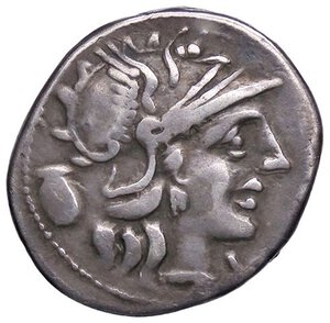 obverse: ROMANE REPUBBLICANE - POMPEIA - Sex. Pompeius Fostlus (137 a.C.) - Denario B. 1; Cr. 235/1  (AG g. 3,26). qBB