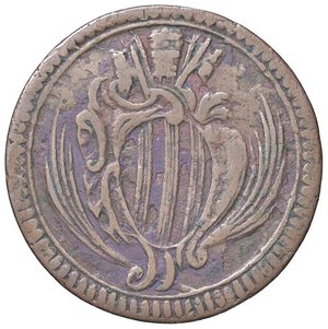 obverse: Rame Pontificio da Benedetto XIV (Gubbio e Ravenna), parte IV - RAVENNA - Benedetto XIV (1740-1758) - Mezzo baiocco 1750 Munt. 582; DV 94  CU. qBB