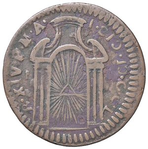 reverse: Rame Pontificio da Benedetto XIV (Gubbio e Ravenna), parte IV - RAVENNA - Benedetto XIV (1740-1758) - Mezzo baiocco 1750 Munt. 582; DV 94  CU. qBB