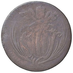 obverse: Rame Pontificio da Benedetto XIV (Gubbio e Ravenna), parte IV - RAVENNA - Benedetto XIV (1740-1758) - Mezzo baiocco 1750 Munt. 581; DV 101  CU. MB