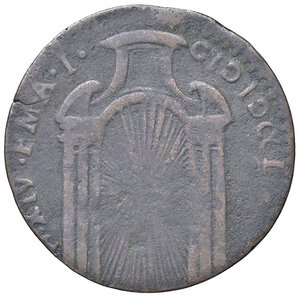 reverse: Rame Pontificio da Benedetto XIV (Gubbio e Ravenna), parte IV - RAVENNA - Benedetto XIV (1740-1758) - Mezzo baiocco 1750 Munt. manca; DV manca RRRR CU. MB