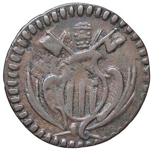 obverse: Rame Pontificio da Benedetto XIV (Gubbio e Ravenna), parte IV - RAVENNA - Benedetto XIV (1740-1758) - Quattrino Munt. 742 e 779; DV 391  CU Asse ruotato di 90°. qBB