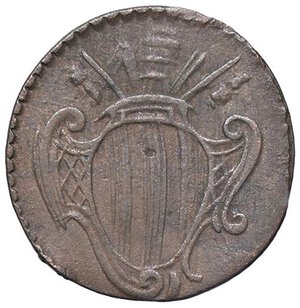 obverse: Rame Pontificio da Benedetto XIV (Gubbio e Ravenna), parte IV - RAVENNA - Benedetto XIV (1740-1758) - Quattrino Munt. 858; DV 206  CU Asse ruotato di 180°. qBB