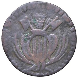 obverse: Rame Pontificio da Benedetto XIV (Gubbio e Ravenna), parte IV - RAVENNA - Benedetto XIV (1740-1758) - Quattrino Munt. 784 var. I; DV 419  CU. meglio di MB