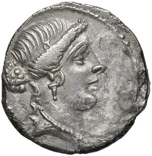 obverse: ROMANE REPUBBLICANE - POSTUMIA - C. Postumius (74 a.C.) - Denario B. 10; Cr. 450/2  (AG g. 3,44). BB/BB+