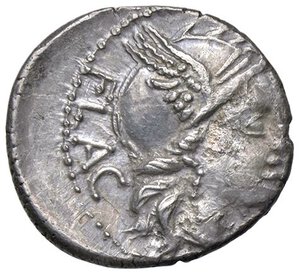 obverse: ROMANE REPUBBLICANE - RUTILIA - L. Rutilius Flaccus (77 a.C.) - Denario B. 1; Cr. 387/1  (AG g. 3,9). BB+