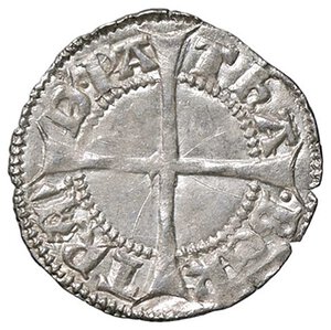 obverse: ZECCHE ITALIANE - AQUILEIA - Bertrando di San Genesio (1334-1350) - Denaro Biaggi 171; MIR 38 R (AG g. 0,8). BB-SPL