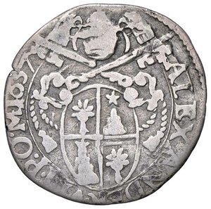 obverse: ZECCHE ITALIANE - AVIGNONE - Alessandro VII (1655-1667) - Carlino 1657 Ser. 145; Munt. 36a RRR (AG g. 1,82). MB+/qBB