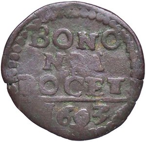 reverse: ZECCHE ITALIANE - BOLOGNA - Innocenzo XII (1691-1700) - Quattrino 1693  R (CU g. 2,29). MB-BB