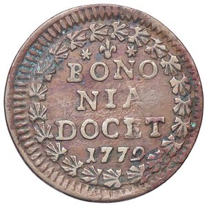 reverse: ZECCHE ITALIANE - BOLOGNA - Pio VI (1775-1799) - Quattrino 1779   CU. BB