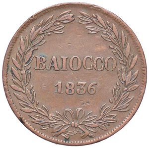 reverse: ZECCHE ITALIANE - BOLOGNA - Gregorio XVI (1831-1846) - Baiocco 1836 A. VI Pag. 198; Mont. 185  CU. BB