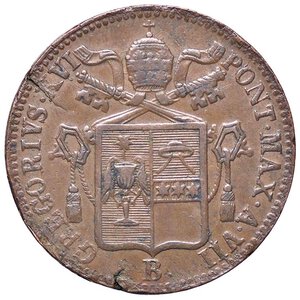 obverse: ZECCHE ITALIANE - BOLOGNA - Gregorio XVI (1831-1846) - Baiocco 1837 A. VII Pag. 199a; Mont. 188  CU. BB