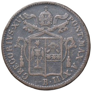 obverse: ZECCHE ITALIANE - BOLOGNA - Gregorio XVI (1831-1846) - Baiocco 1843 A. XIII Pag. 206a; Mont. 208 RR CU. qBB