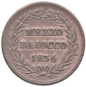 reverse: ZECCHE ITALIANE - BOLOGNA - Gregorio XVI (1831-1846) - Mezzo baiocco 1836 A. VI Pag. 216; Mont. 225  CU. qSPL