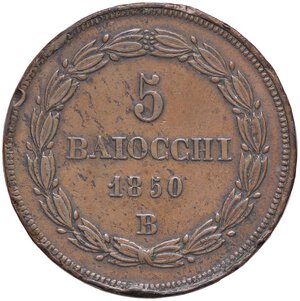 reverse: ZECCHE ITALIANE - BOLOGNA - Pio IX (1846-1866) - 5 Baiocchi 1850 A. V Pag. 295; Mont. 246 R CU. qBB/BB