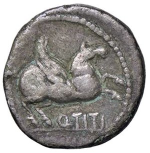 reverse: ROMANE REPUBBLICANE - TITIA - Q. Titius (90 a.C.) - Quinario B. 3; Cr. 341/3  (AG g. 1,99). qBB