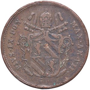 obverse: ZECCHE ITALIANE - BOLOGNA - Pio IX (1846-1866) - 2 Baiocchi 1853 A. VII Pag. 314; Mont. 292 R CU. BB