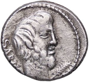 obverse: ROMANE REPUBBLICANE - TITURIA - L. Titurius L. f. Sabinus (89 a.C.) - Denario B. 2 Cr. 344/1b  (AG g. 4,01). qBB