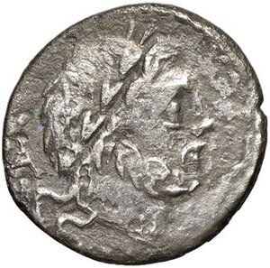 obverse: ROMANE REPUBBLICANE - VETTIA - P. Vettius Sabinus (99 a.C.) - Quinario B. 1; Cr. 331/1  (AG g. 1,58). qBB