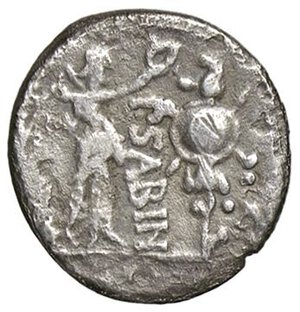 reverse: ROMANE REPUBBLICANE - VETTIA - P. Vettius Sabinus (99 a.C.) - Quinario B. 1; Cr. 331/1  (AG g. 1,58). qBB