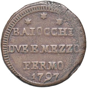 reverse: ZECCHE ITALIANE - FERMO - Pio VI (1775-1799) - Sampietrino 1797 CNI 18; Munt. 322a RR CU. BB