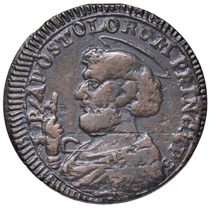 obverse: ZECCHE ITALIANE - FERMO - Pio VI (1775-1799) - Mezzo baiocco 1797 A. XXIII  R CU  Ossidazioni. qBB