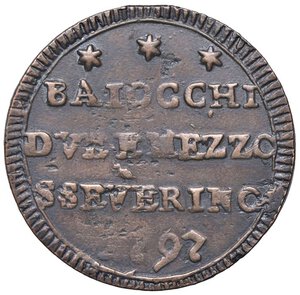 reverse: ZECCHE ITALIANE - FERMO - Pio VI (1775-1799) - Mezzo baiocco 1797 A. XXIII  R CU  Ossidazioni. qBB