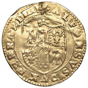 obverse: ZECCHE ITALIANE - FERRARA - Alfonso I d Este (1505-1534) - Scudo d oro del Sole CNI 9/16; MIR 269  (AU g. 3,28) Lieve ondulazione del tondello. BB