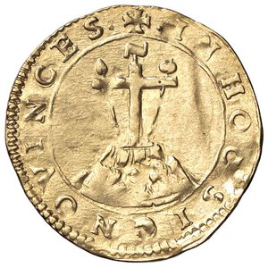 reverse: ZECCHE ITALIANE - FERRARA - Alfonso I d Este (1505-1534) - Scudo d oro del Sole CNI 9/16; MIR 269  (AU g. 3,28) Lieve ondulazione del tondello. BB