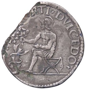 reverse: ZECCHE ITALIANE - FERRARA - Alfonso I d Este (1505-1534) - Testone CNI 34/41; MIR 271 RR (AG g. 7,36) Spezzato. MB