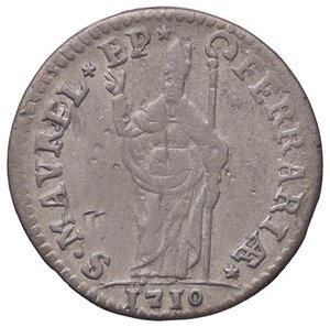 reverse: ZECCHE ITALIANE - FERRARA - Clemente XI (1700-1721) - Muraiola da 4 baiocchi 1710 A. XI CNI 58; Munt. 241a R MI. qBB