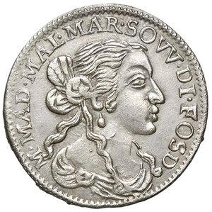 obverse: ZECCHE ITALIANE - FOSDINOVO - Maria Maddalena Centurioni Malaspina (1667-1669) - Luigino 1667 CNI 3/11; MIR 46  AG. bello SPL