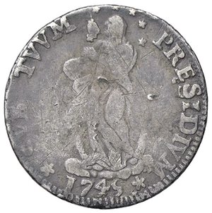 reverse: ZECCHE ITALIANE - GENOVA - Dogi Biennali (terza fase, 1637-1797) - Lira 1745 CNI 1/3; MIR 323/1  AG Sigle OM. meglio di MB